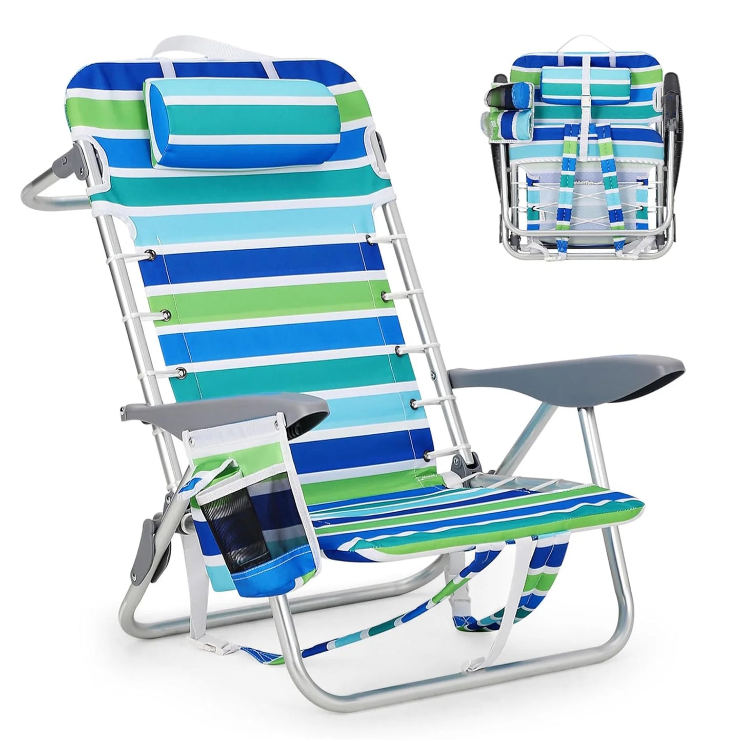HiMISS Backpack Beach Chair For Adults With Phone Pocket