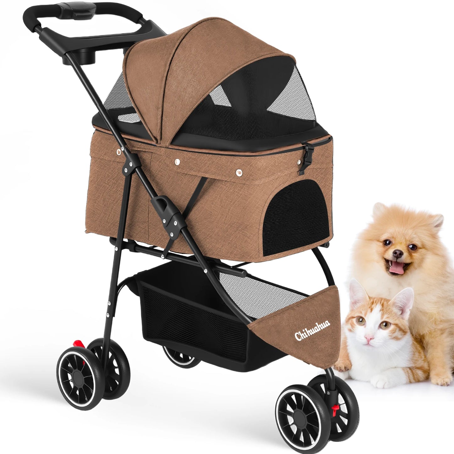 CHIHUAHUA Pet Stroller For Cats And Dogs Foldable Mesh Canopy