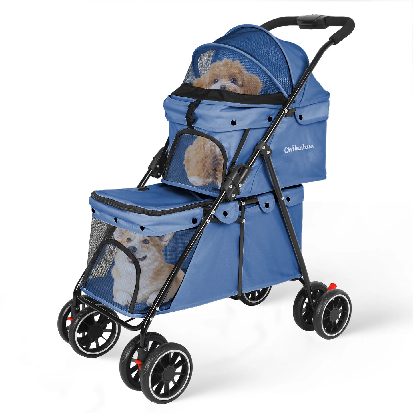Double Pet Stroller for Dogs and Cats for Travel Comfort