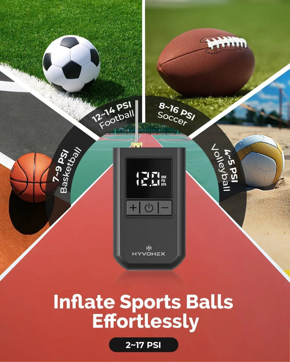 Portable Electric Ball Pump With Digital Display Auto Shut Off