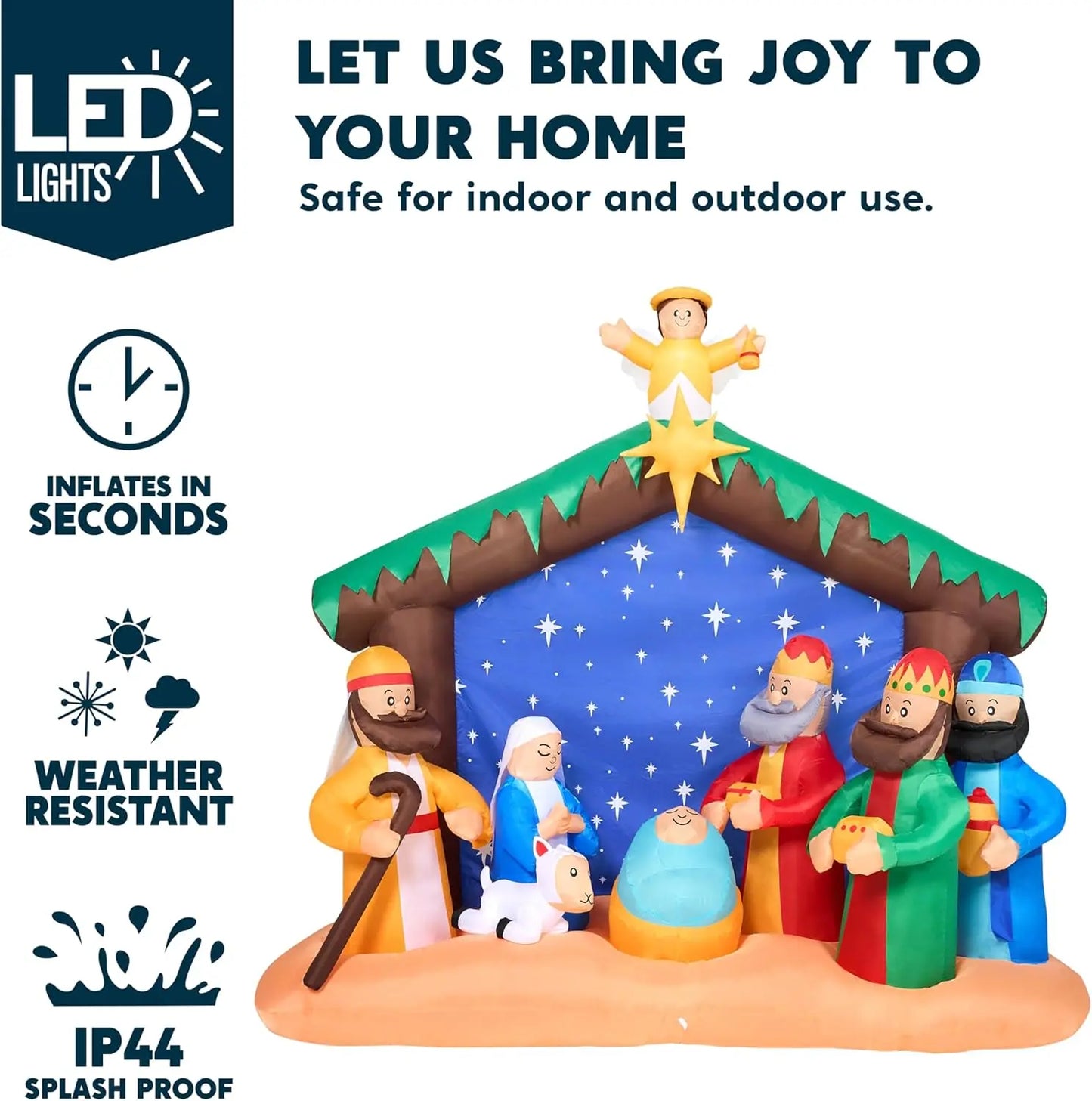 Joyfy Nativity Scene Inflatable With LEDs For Outdoor Decor