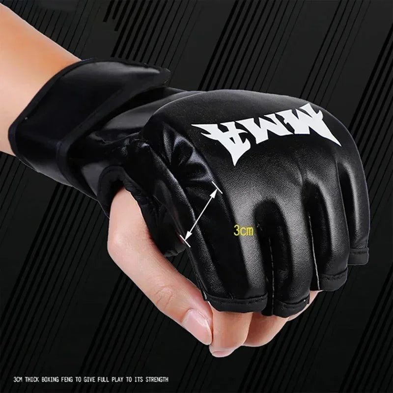 Professional Boxing Training Gloves Half Finger Leather Cushion