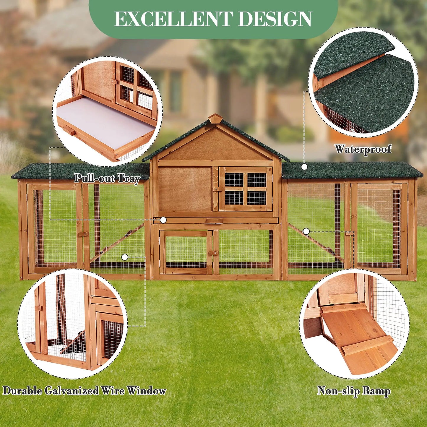 DishyKooker Two Story Bunny Hutch Outdoor Cage With Ramp