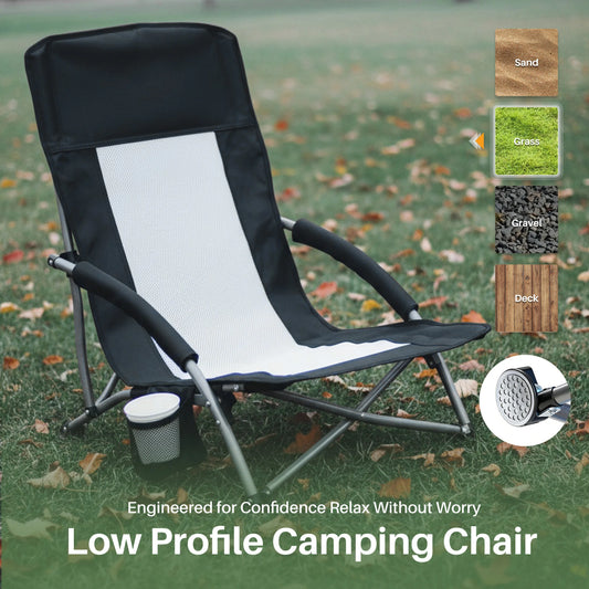 JHK Portable Lightweight Camping Beach Chair With Mesh Back