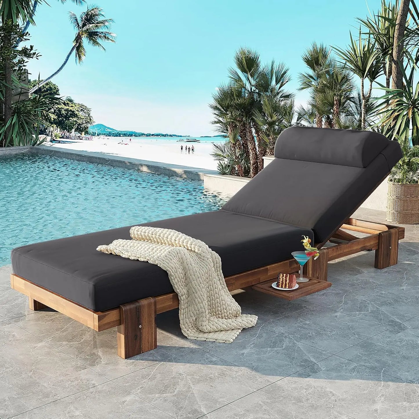 Five-Position Adjustable Outdoor Chaise Lounge Set With Table