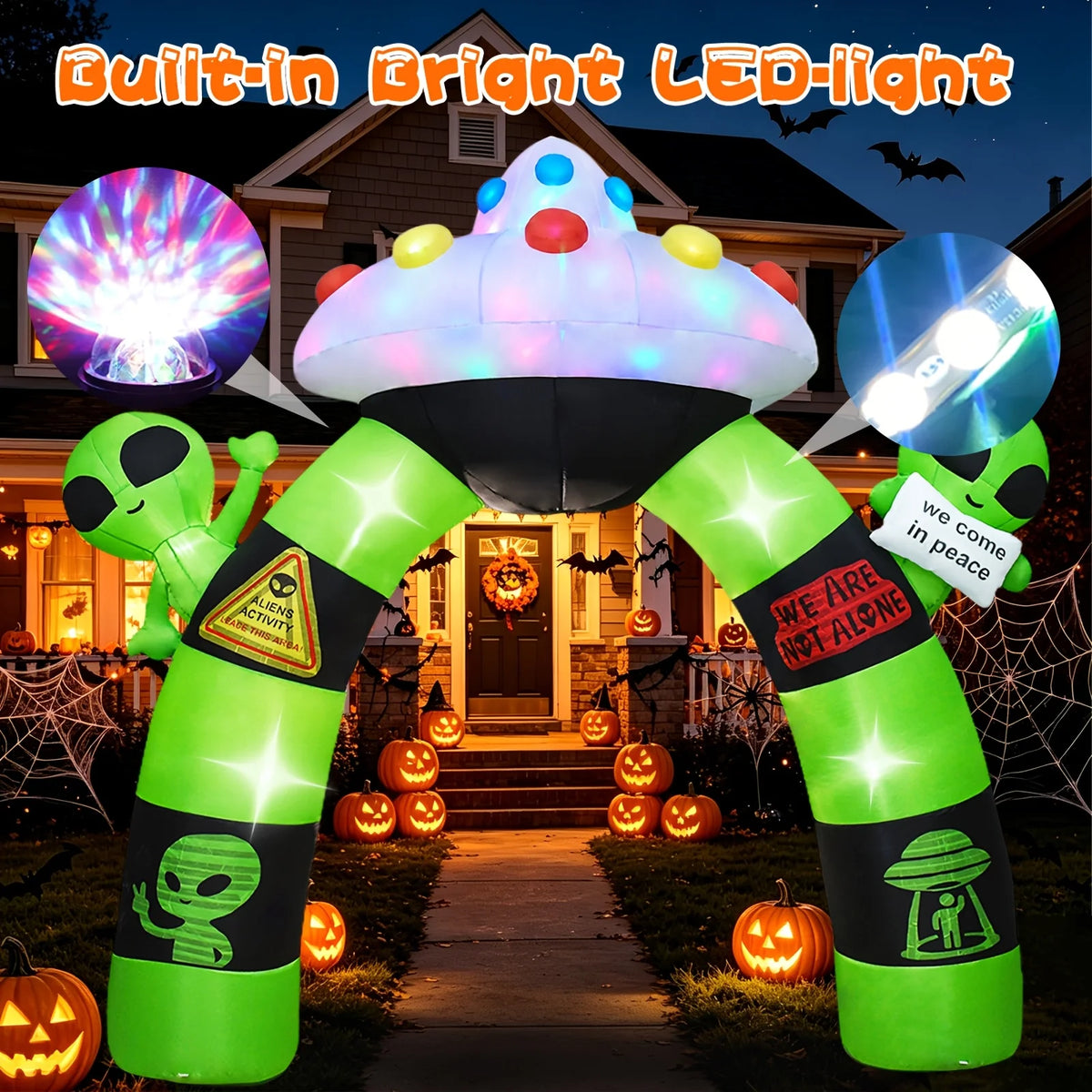 Halloween Inflatable Alien Archway With Built In LED Lights Decoration