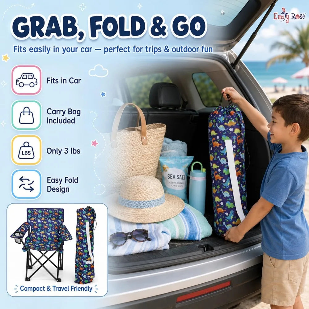 Portable Folding Camp Chair For Toddlers With Cup Holder