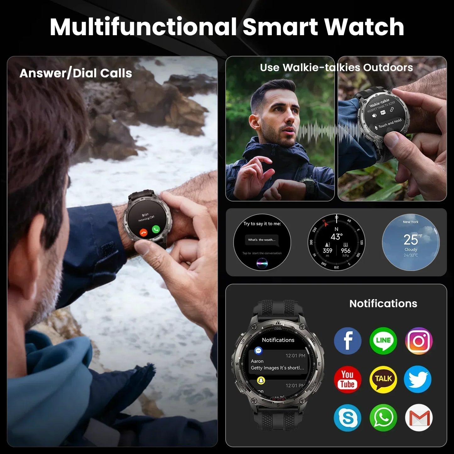KOSPET Tank T4 Smartwatch GPS Offline Maps 10ATM Waterproof