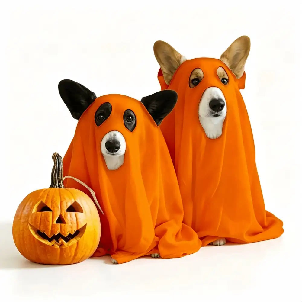 Halloween Ghost Pet Cape Reindeer Antlers Headband Set