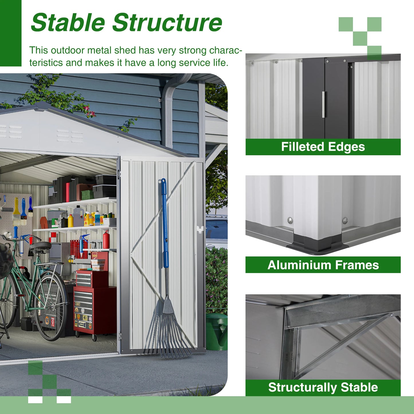 LZBEITEM Outdoor All Weather Storage Shed With Lockable Doors