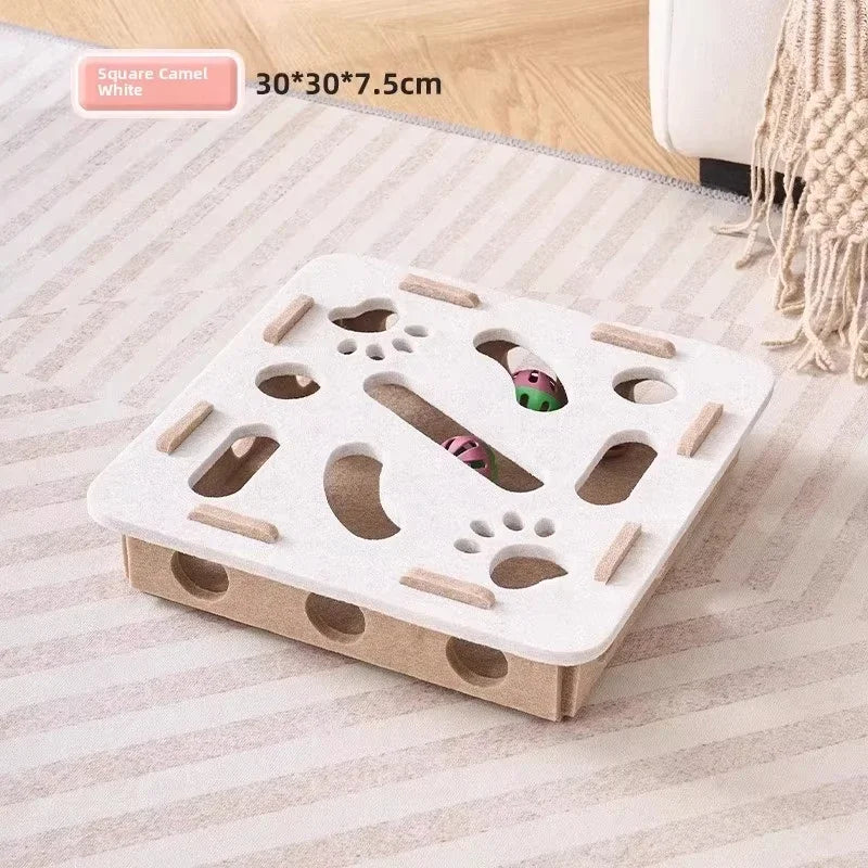Cat Puzzle Toy Felt Box With Ball For Indoor Cat Enrichment