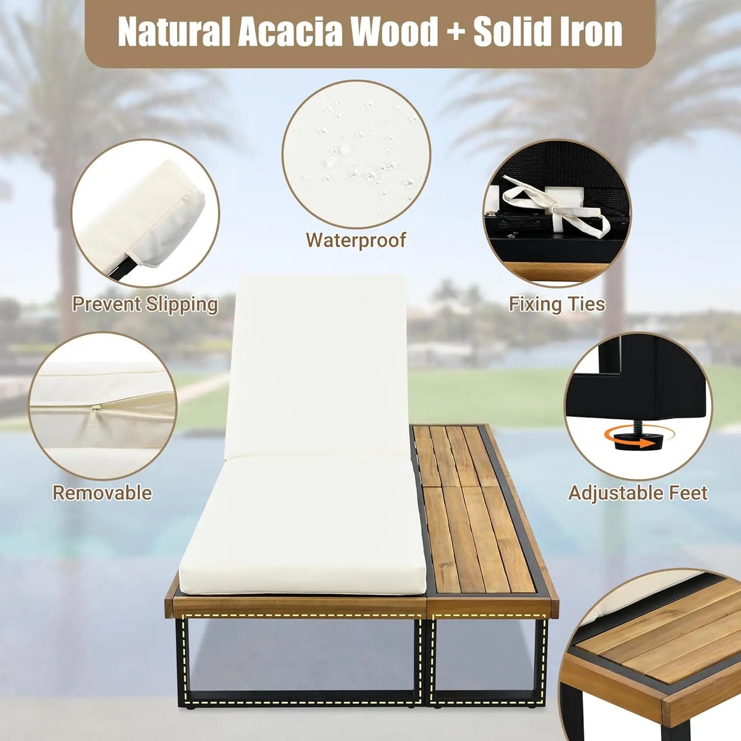 Five-Position Adjustable Outdoor Chaise Lounge Set With Table