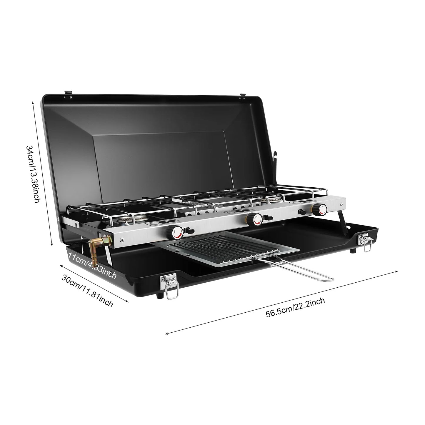 Portable 3-Burner Camping Gas Stove For Outdoor Cooking