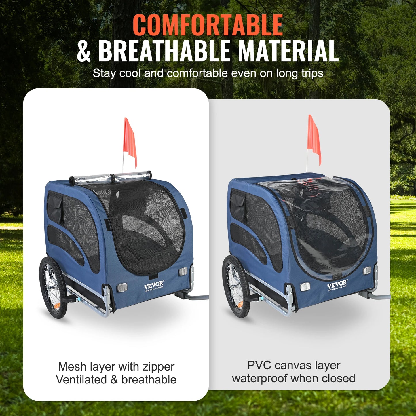 Pet Cart Bicycle Carrier for Dogs, Collapsible Bike Trailer