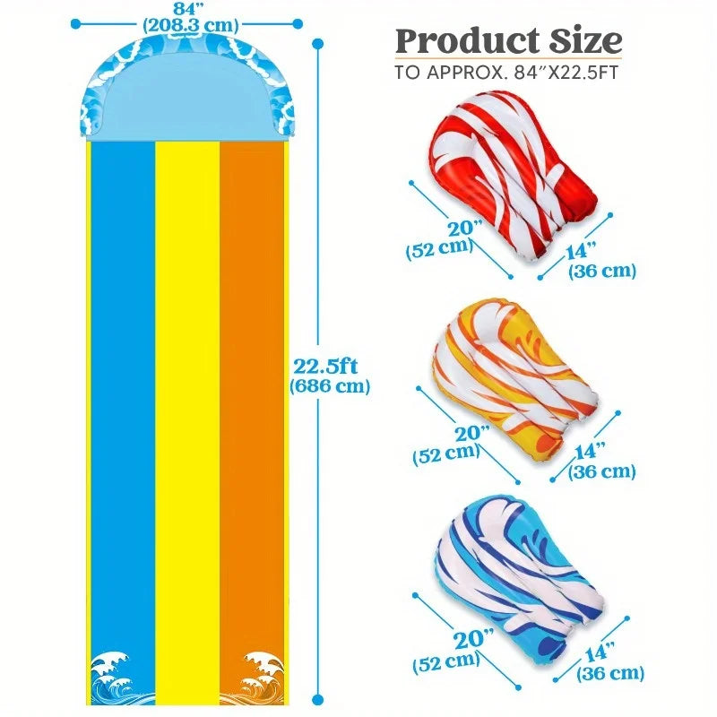 Joyfy Triple Water Slide for Backyard With Body Boards