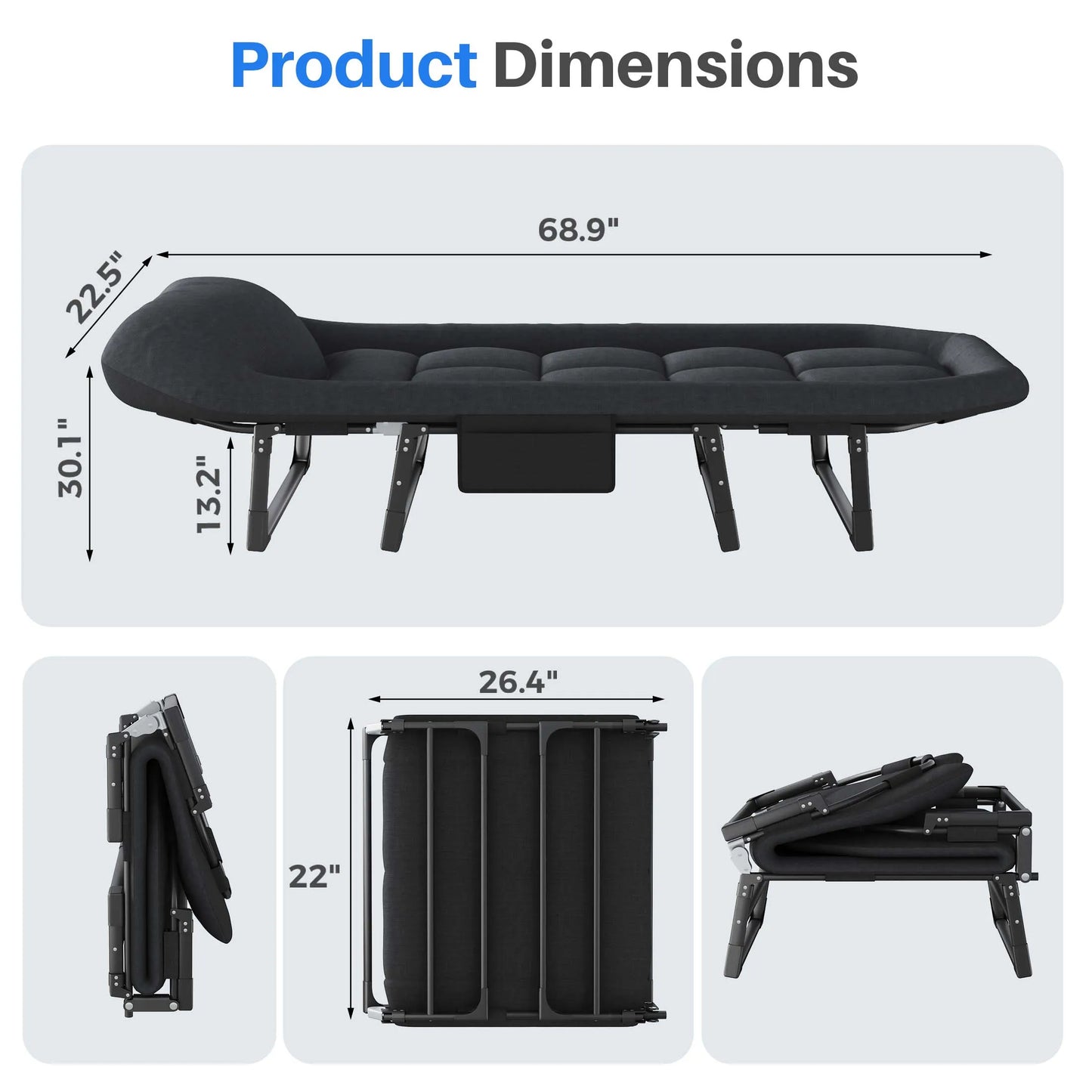 JHK Folding Camping Bed With Mattress Cot 450 Lb Capacity