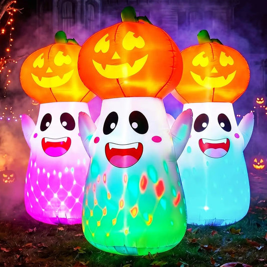 Joyfy Halloween Ghost Pumpkin Inflatable With Rotating Colorful Lights