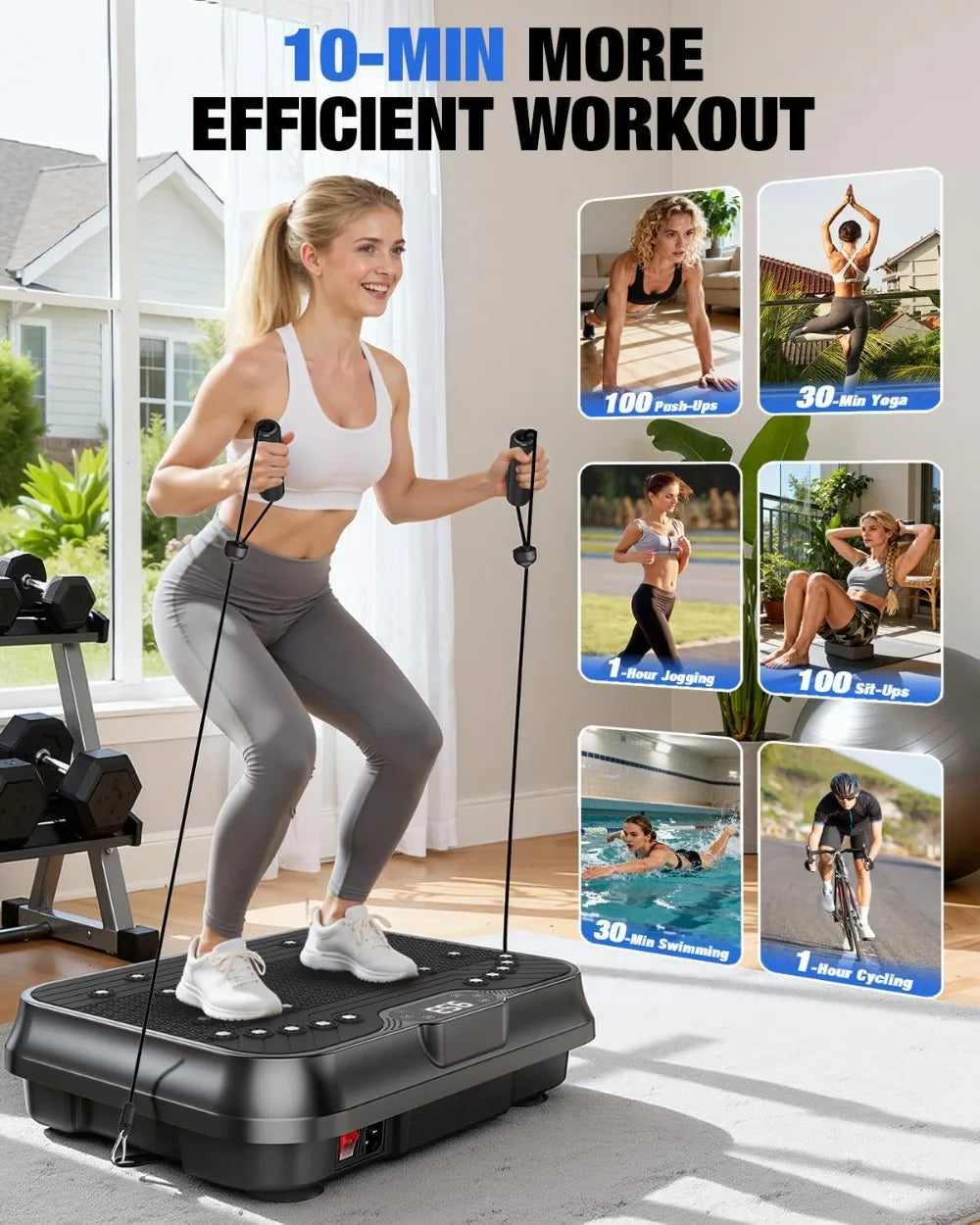 Vibration Plate Exercise Machine With Resistance Bands For Weight Loss
