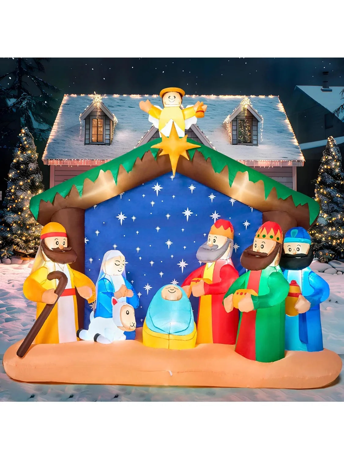 Joyfy Nativity Scene Inflatable With LEDs For Outdoor Decor