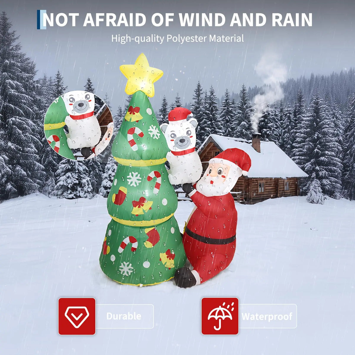 LED Inflatable Christmas Tree With Santa And Polar Bear
