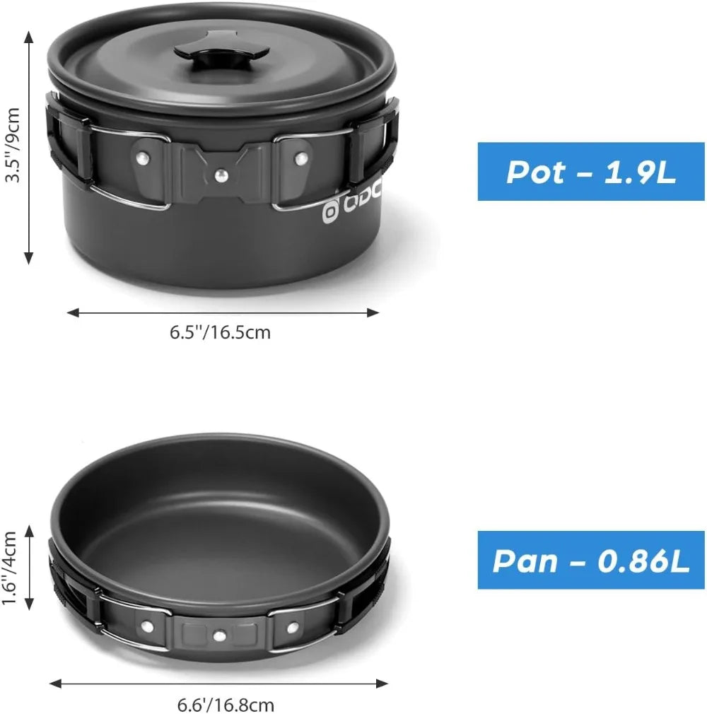 Nonstick Camping Cookware Set 15 Piece Lightweight Stainless Steel Cutlery