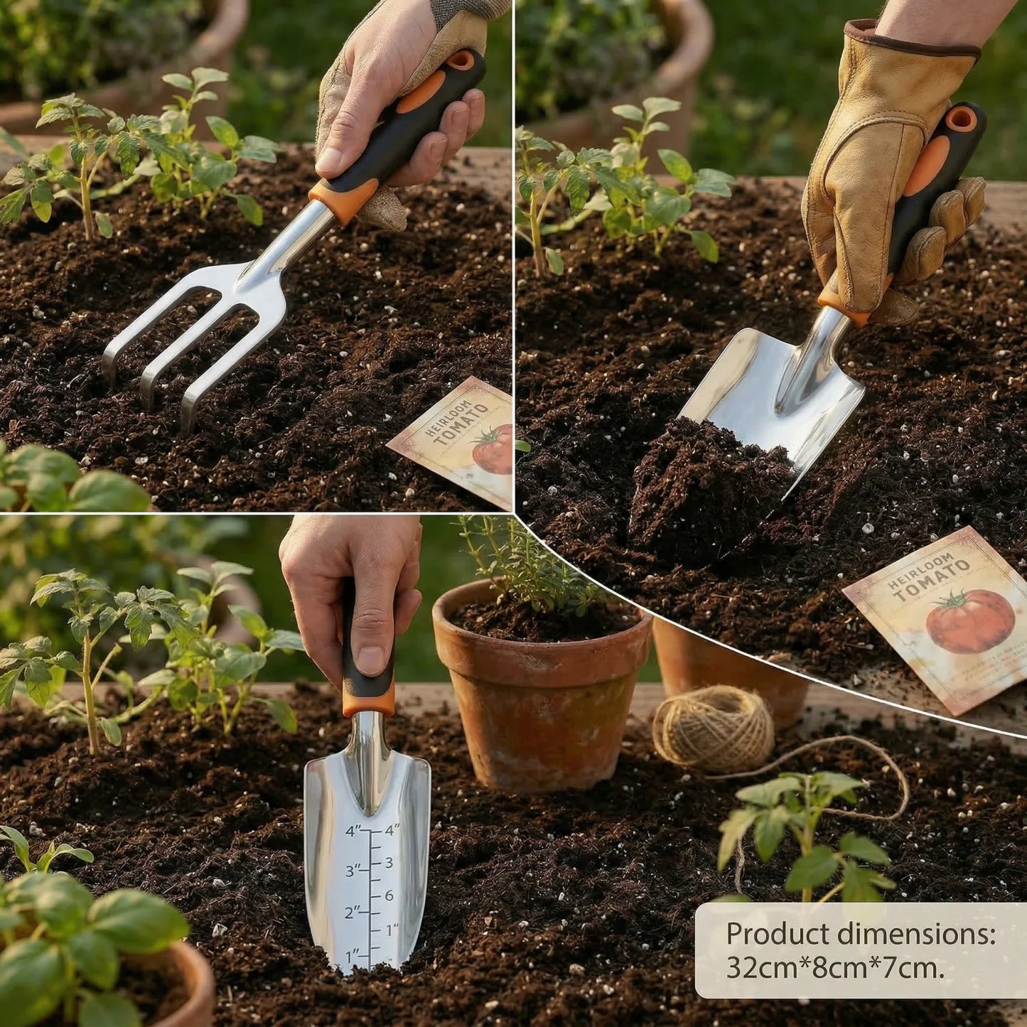 Precise Control Gardening Tools Set 3 Piece Magnesium Aluminum Trowels