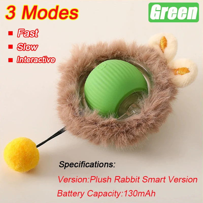Cat Interactive Ball Toy Automatic Rolling Ball Faux Tail Rechargeable