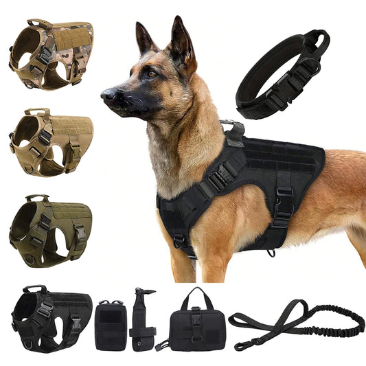 PETRAVEL Tactical Dog Harness With Molle Pouches For Training