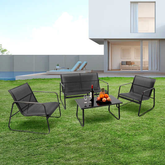 JHK Outdoor Patio Furniture Set With Table Metal Frame