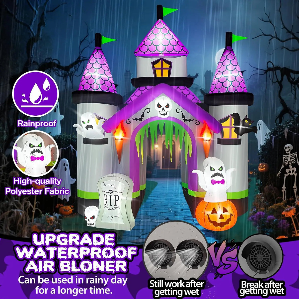 Halloween Inflatable Haunted House Archway With Ghost And Pumpkin Decor