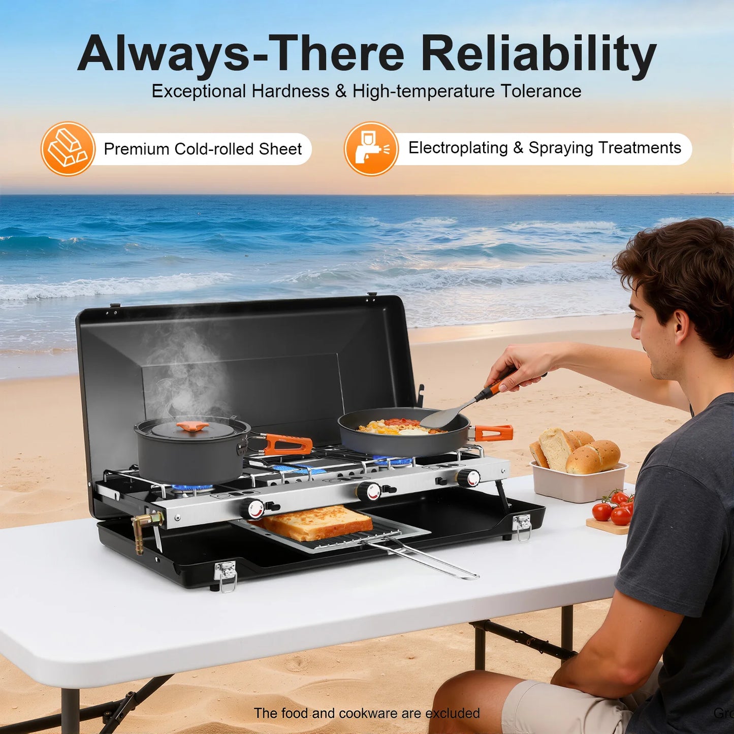 Portable 3-Burner Camping Gas Stove For Outdoor Cooking