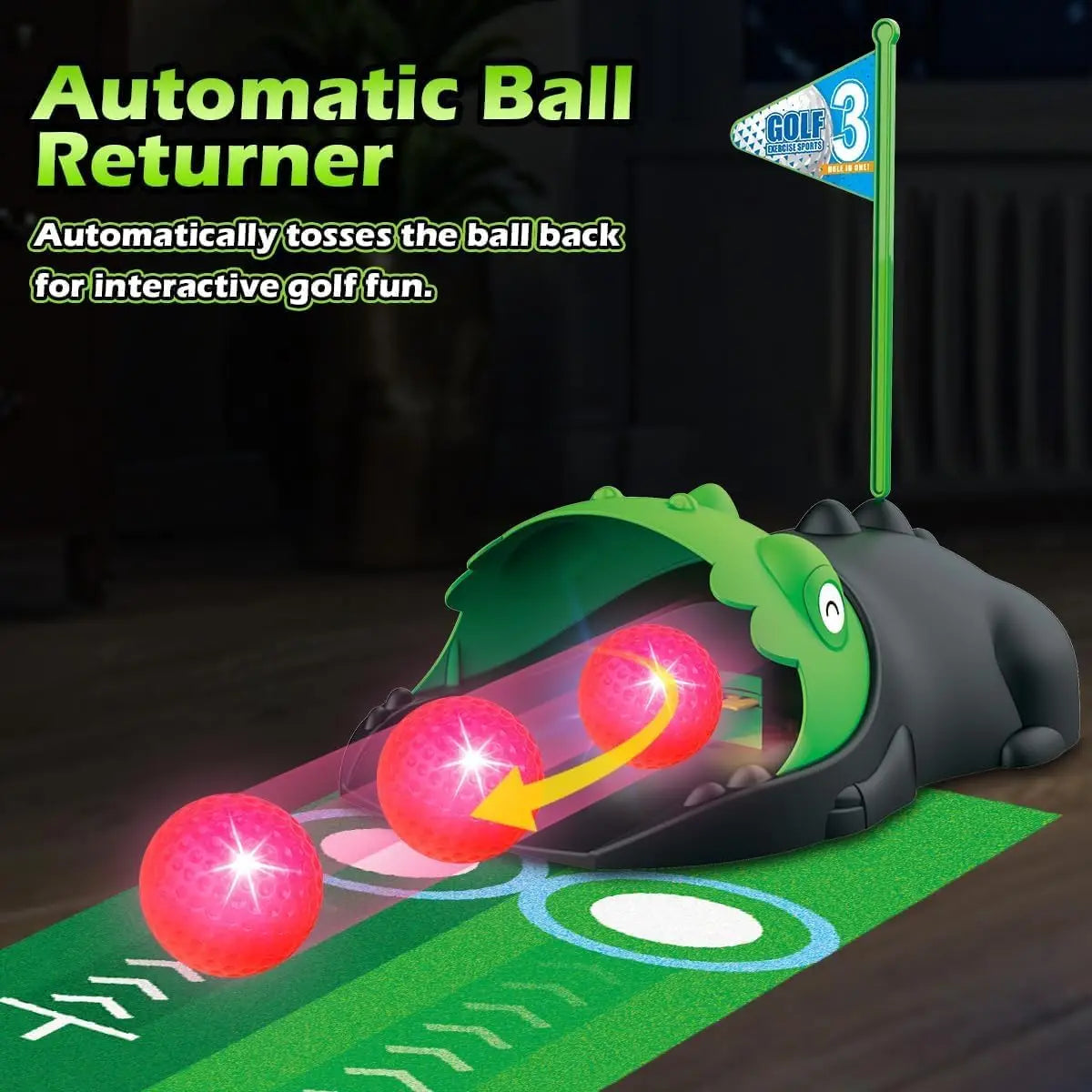 VATOS Kids Golf Set Auto Return Night Light Balls Toy