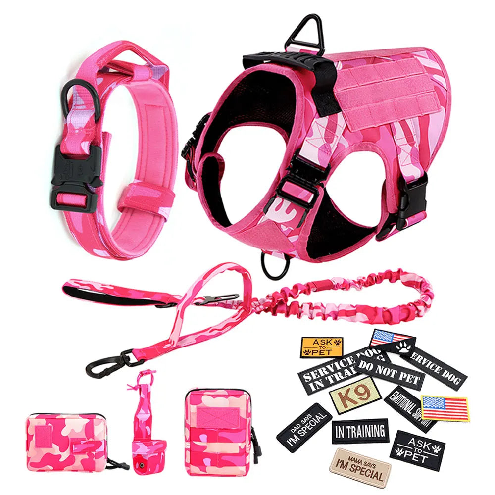 PETRAVEL Pink Camouflage Dog Harness For Large And Medium Dogs