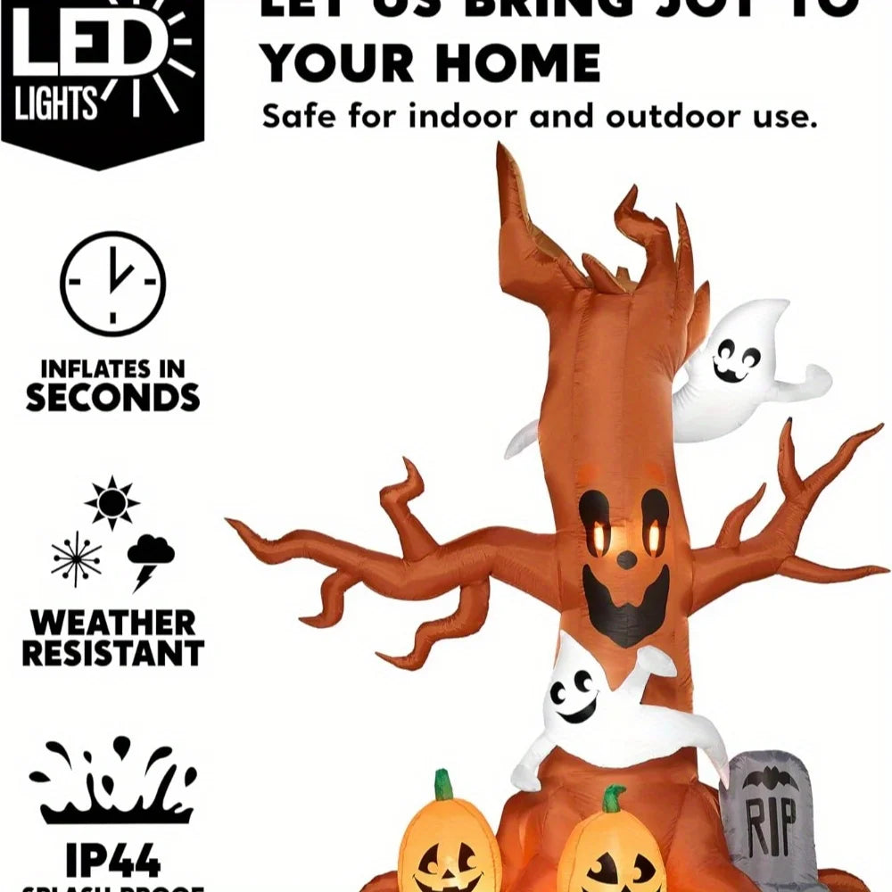Halloween Inflatable Spooky Tree With Ghosts Pumpkin And LED Lights