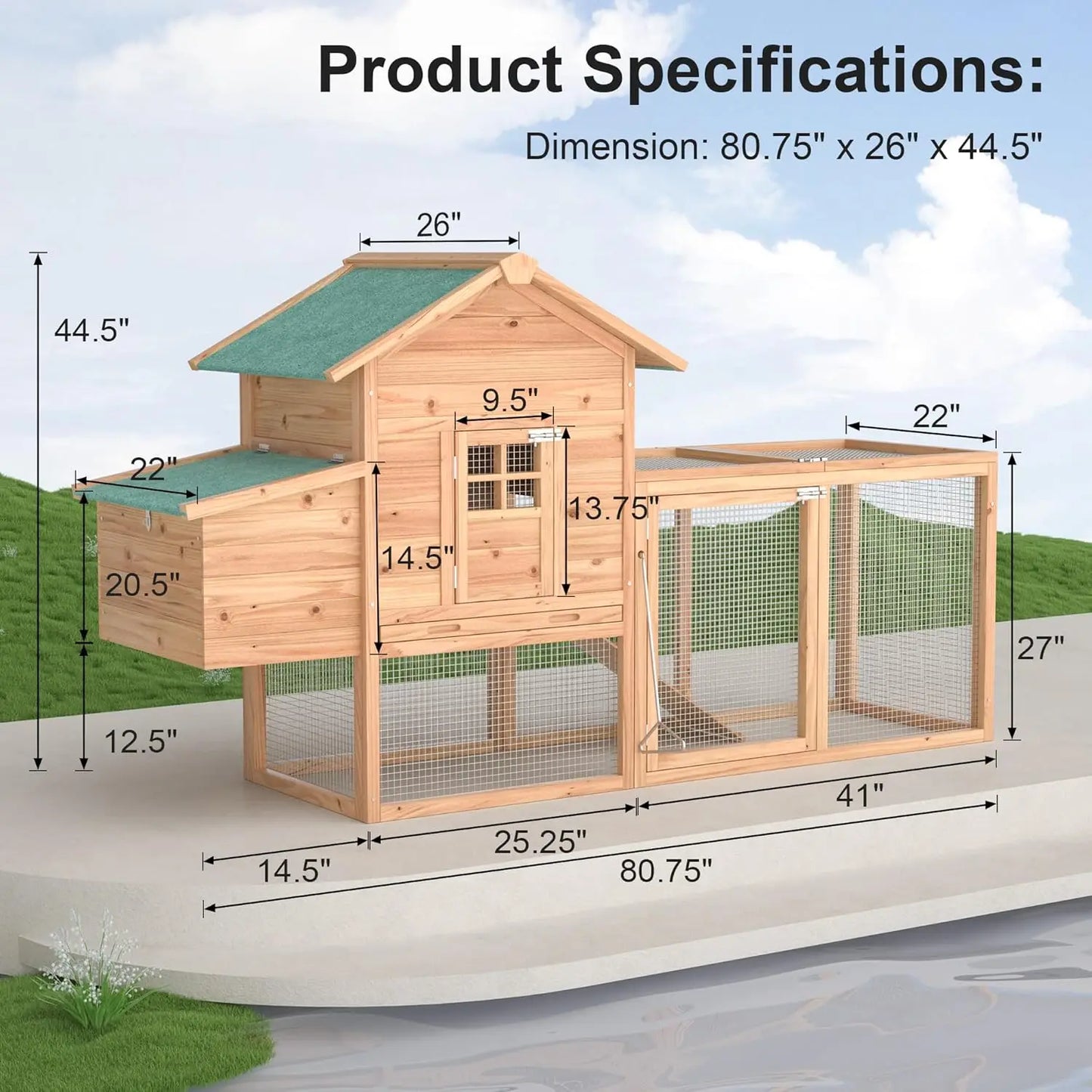 Outdoor Chicken Coop for 2 to 4 Chickens With Waterproof Roof and Ramp