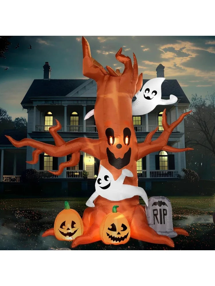 Halloween Inflatable Spooky Tree With Ghosts Pumpkin And LED Lights