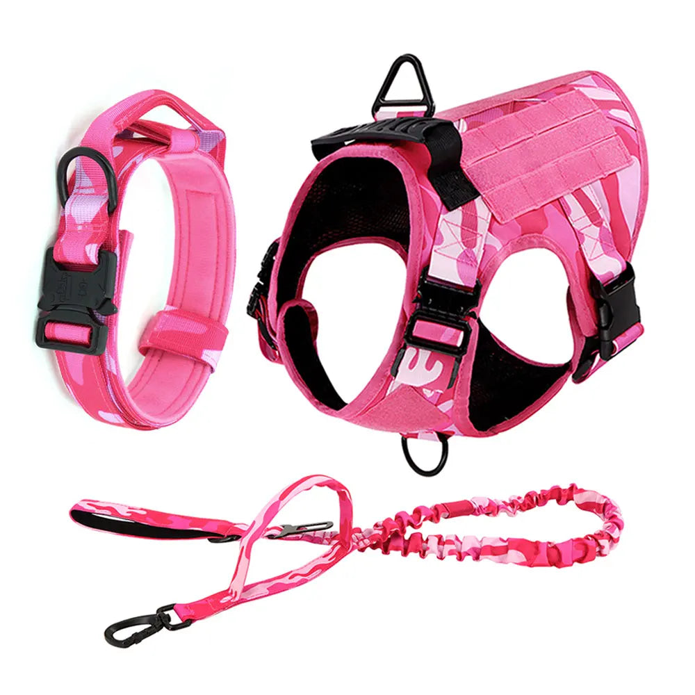 PETRAVEL Pink Camouflage Dog Harness For Large And Medium Dogs