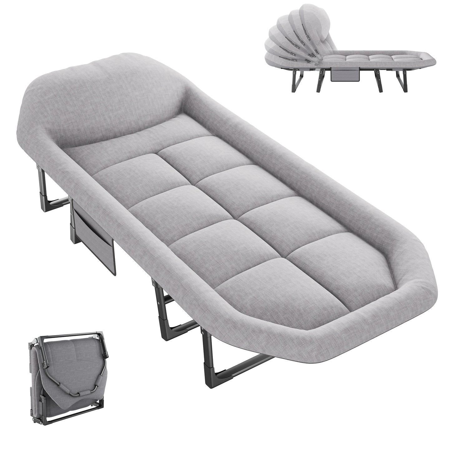 JHK Folding Camping Bed With Mattress Cot 450 Lb Capacity