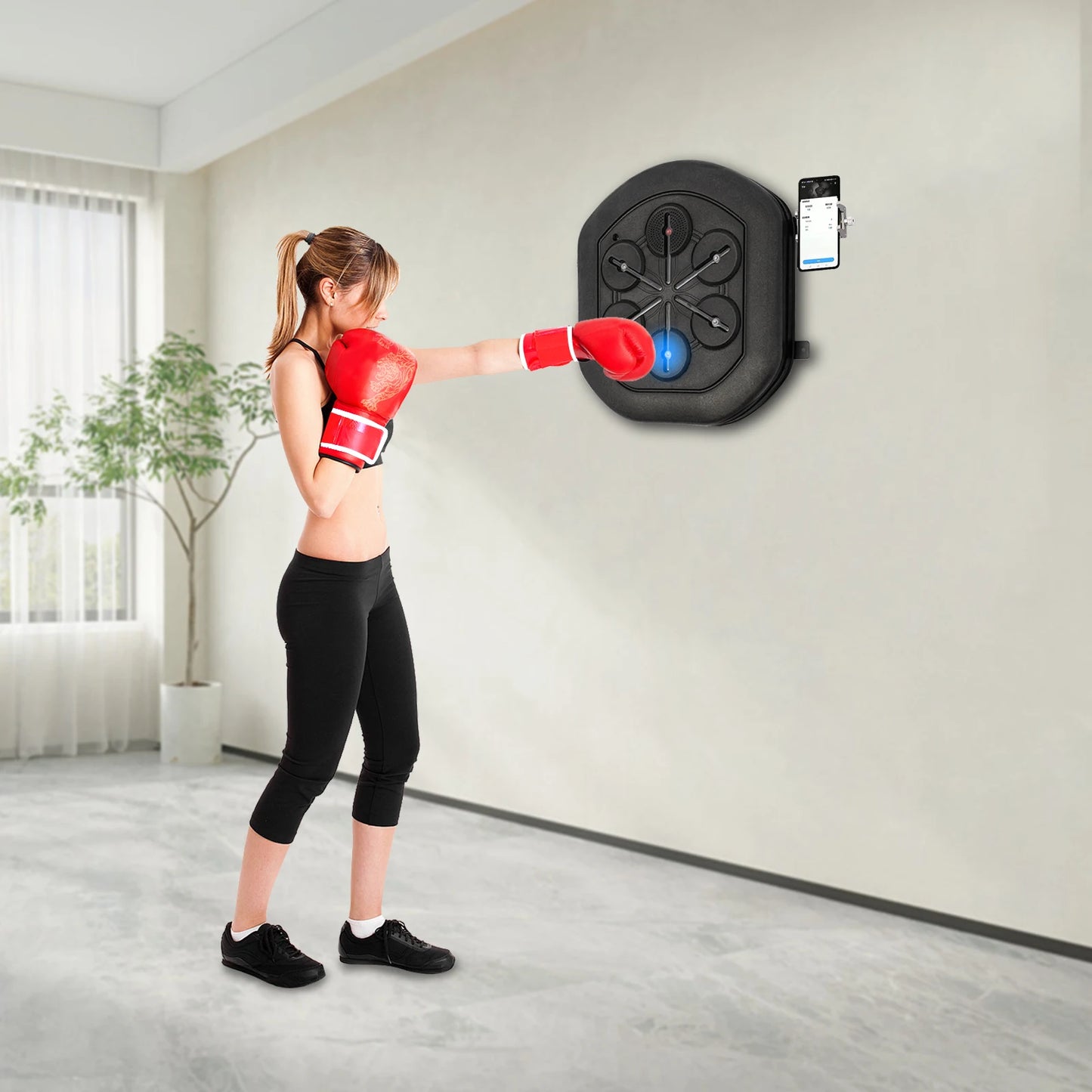 Bymaocar Wall Mounted Bluetooth Boxing Trainer With Gloves