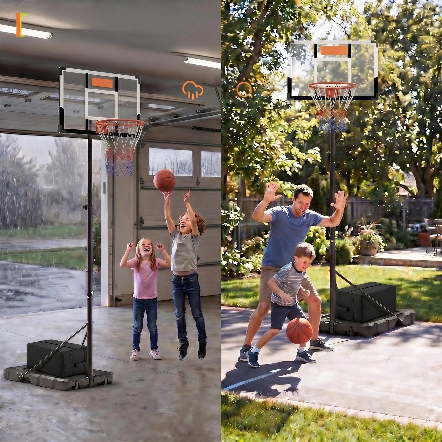 Portable Adjustable Basketball Hoop For Indoor Outdoor Play With Backboard