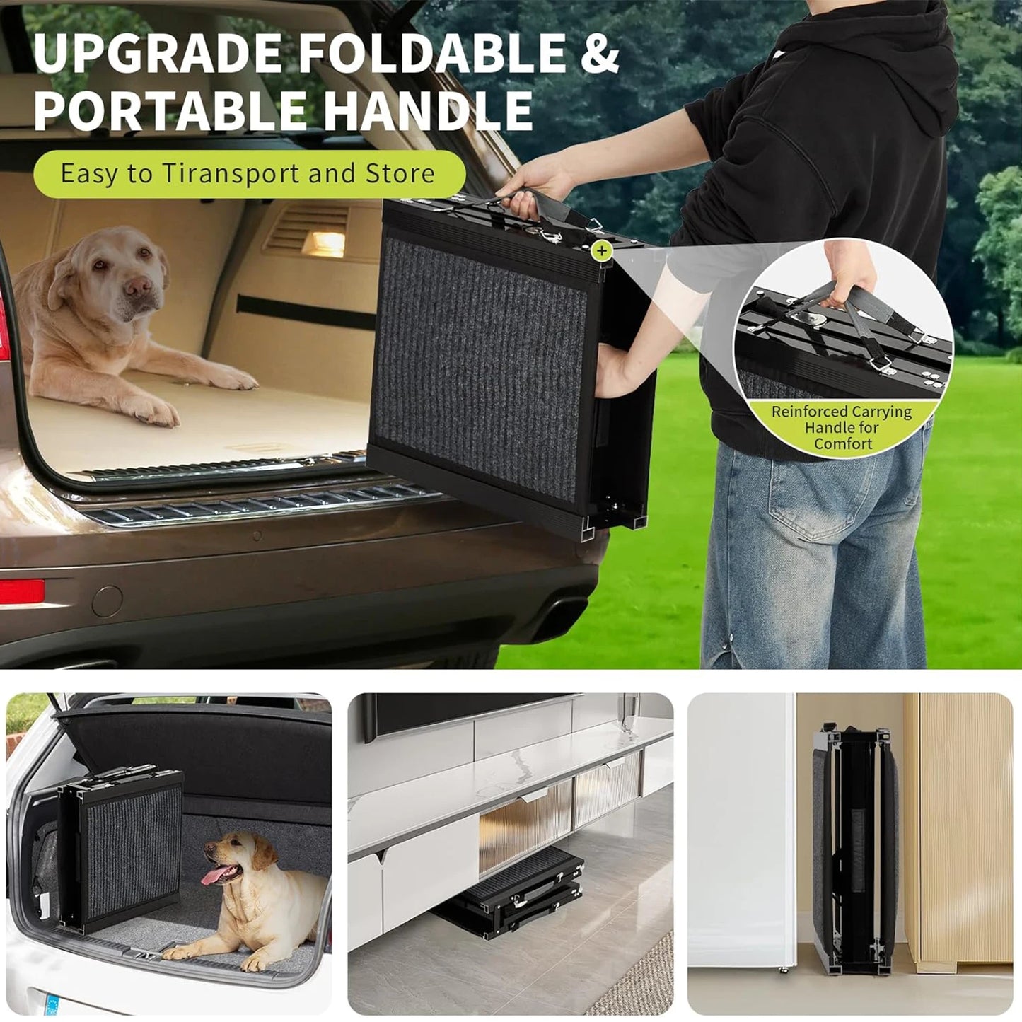 HiMISS Folding Dog Ramp For Cars Non Slip 250Lbs Pro