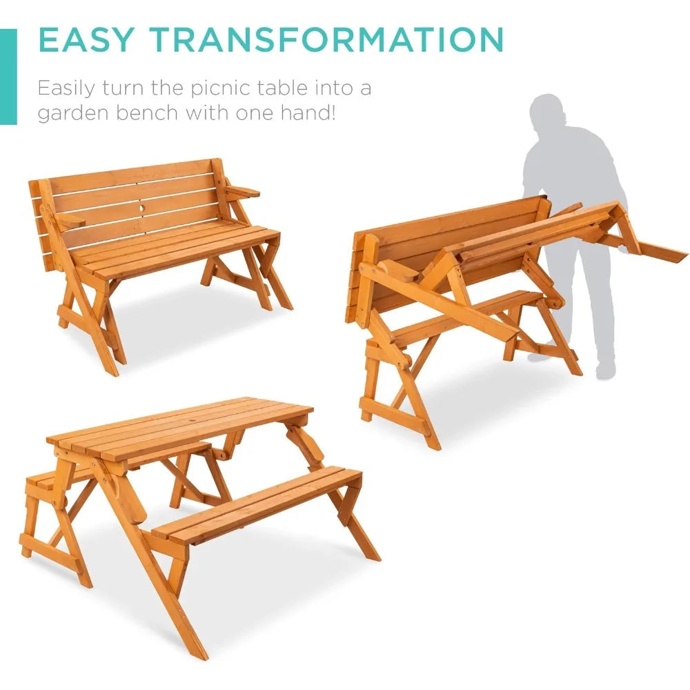 Best Choice Products 2-In-1 Transforming Outdoor Picnic Table Bench