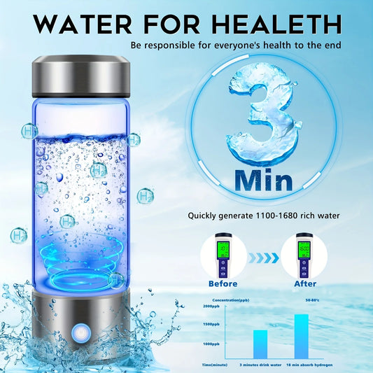 USB-Charged Hydrogen Water Bottle Electrolysis Generator