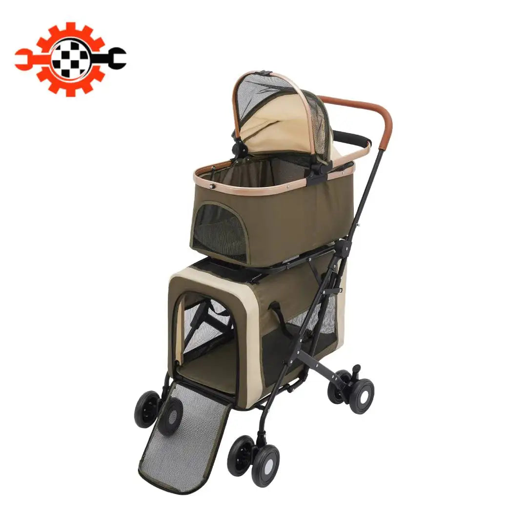 Bymaocar Foldable Pet Stroller With Safety Locks Sunshade Cushions Travel
