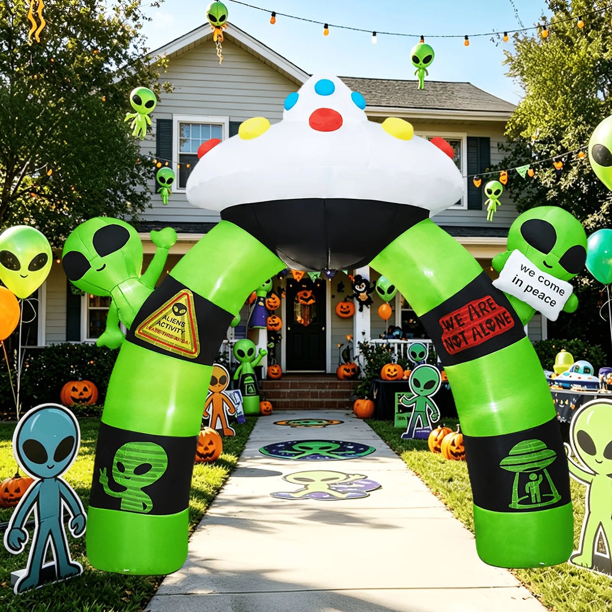 Halloween Inflatable Alien Archway With Built In LED Lights Decoration
