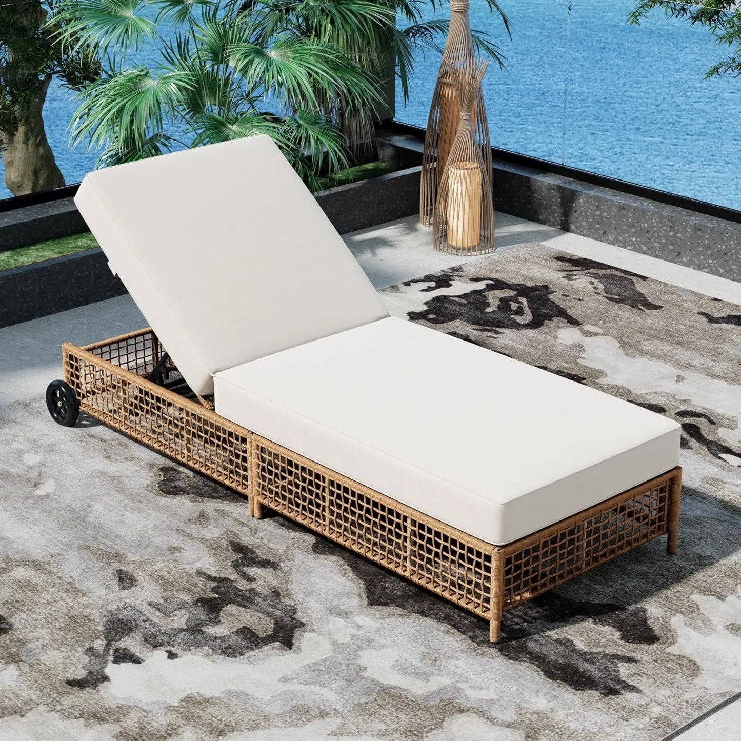 Five-Position Adjustable Outdoor Chaise Lounge Set With Table