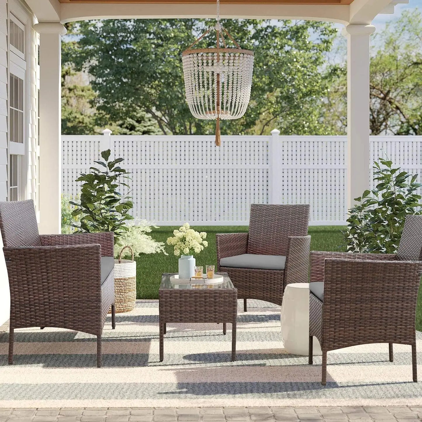 Outdoor Patio Furniture Sets Rattan Chair Wicker Set for Garden