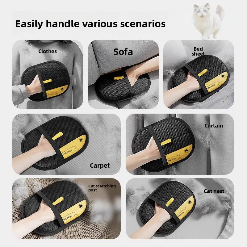 Pet Hair Removal Kit With Sticky Roller And Grooming Gloves