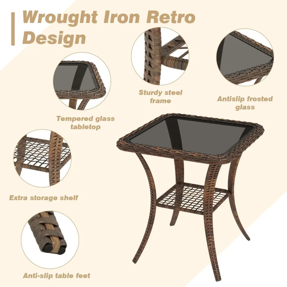 Outdoor Swivel Rocker Patio Set With Wicker Chairs And Cushions