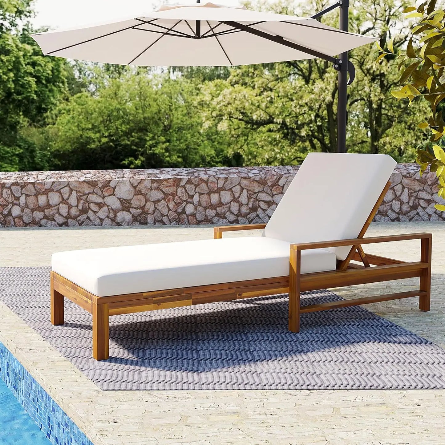 Five-Position Adjustable Outdoor Chaise Lounge Set With Table